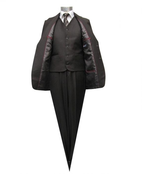 Herren Anzug mit Weste Braun Regular Fit