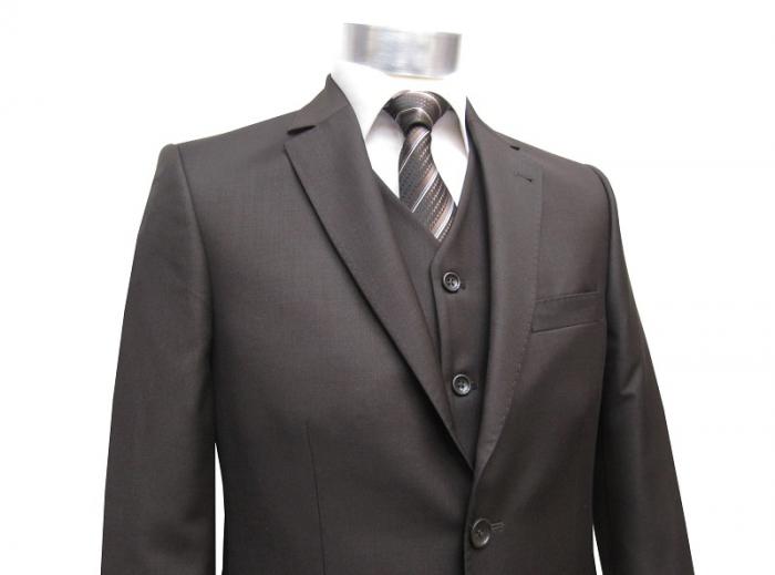 Herren Anzug mit Weste Braun Regular Fit