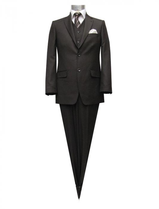 Herren Anzug mit Weste Braun Regular Fit