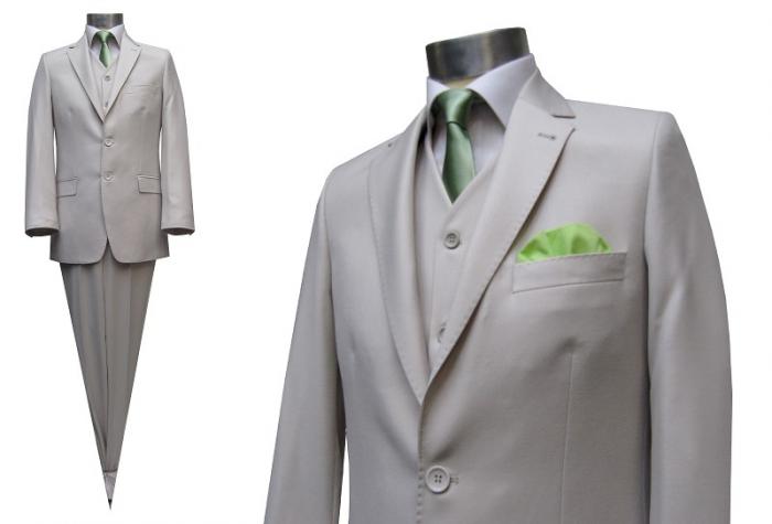 Herrenanzug mit Weste Cremebeige