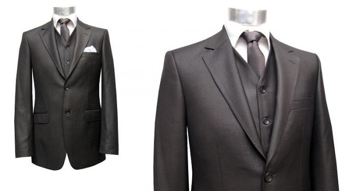 Herren Anzug mit Weste Dunkelbraun