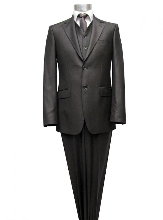 Herren Anzug mit Weste Dunkelbraun