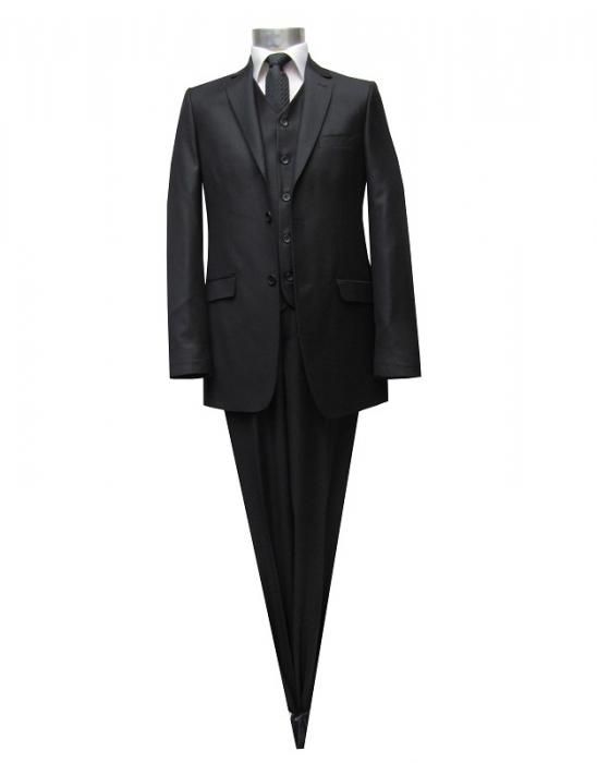 Herren Anzug 3 teilig Schwarz Regular