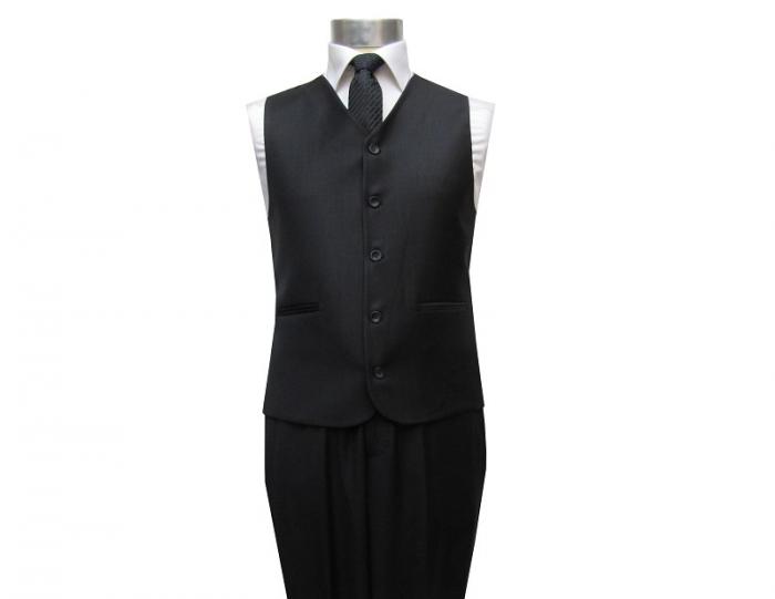 Herren Anzug 3 teilig Schwarz Regular