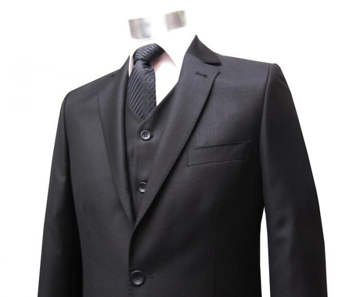 Herren Anzug 3 teilig Schwarz Regular