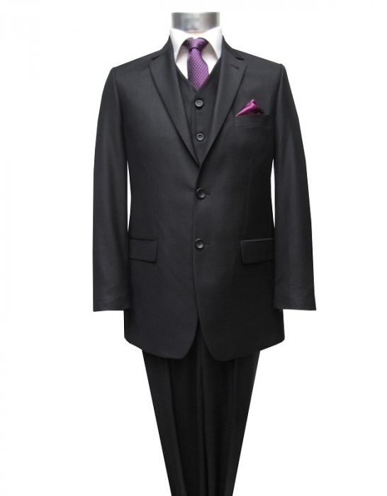 Herrenanzug mit Weste Schwarz Regular