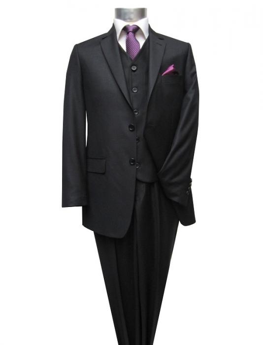 Herrenanzug mit Weste Schwarz Regular