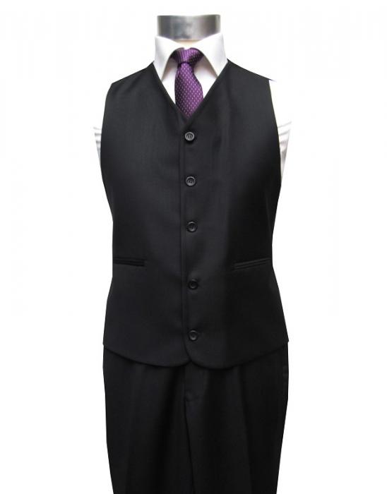 Herrenanzug mit Weste Schwarz Regular