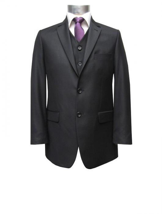 Herrenanzug mit Weste Schwarz Regular