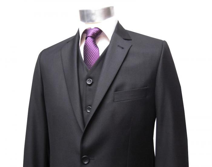 Herrenanzug mit Weste Schwarz Regular