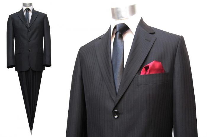 Schwarz gestreifte Herren Anzug Modern Fit