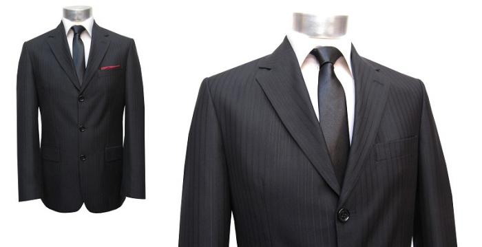 Schwarz gestreifte Herren Anzug Modern Fit