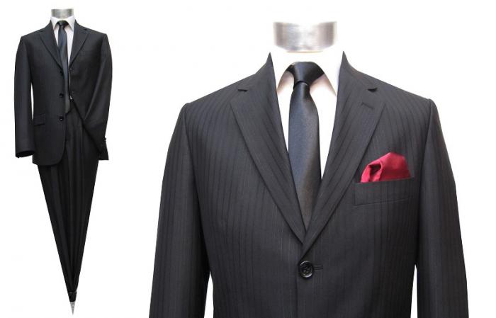 Schwarz gestreifte Herren Anzug Modern Fit