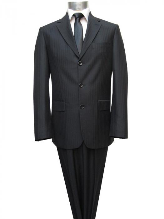 Schwarz gestreifte Herren Anzug Modern Fit