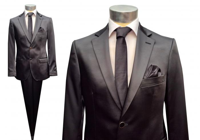 Herren Slim-fit Hochzeitsanzug Schwarz