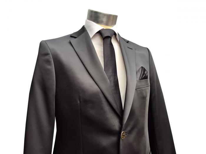 Herren Slim-fit Hochzeitsanzug Schwarz