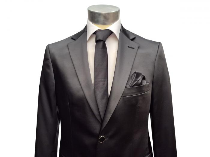 Herren Slim-fit Hochzeitsanzug Schwarz