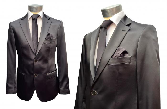 Herren Slim-fit Hochzeitsanzug Schwarz