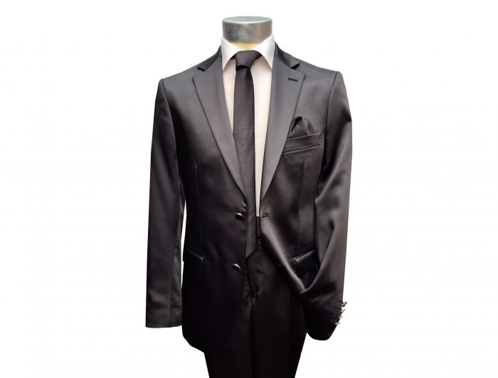 Herren Slim-fit Hochzeitsanzug Schwarz