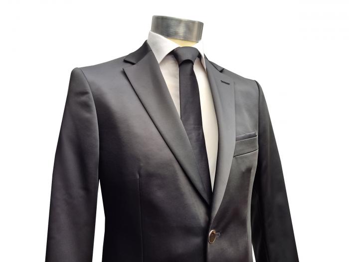 Glanz Sakko Anzugjacke Jackett Schwarz