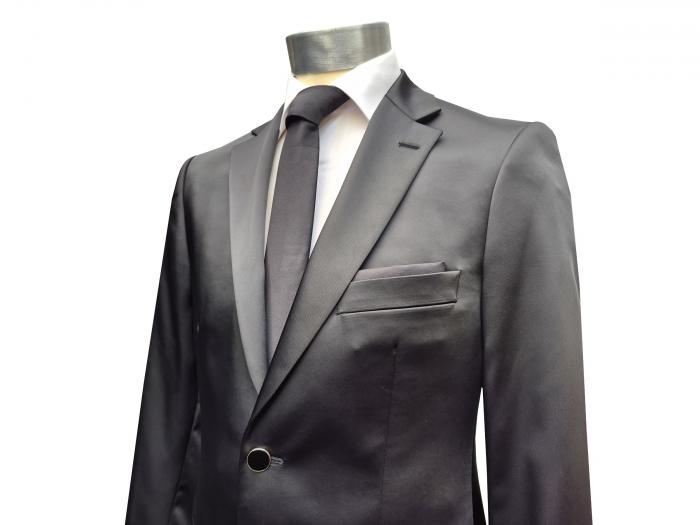 Glanz Sakko Anzugjacke Jackett Schwarz