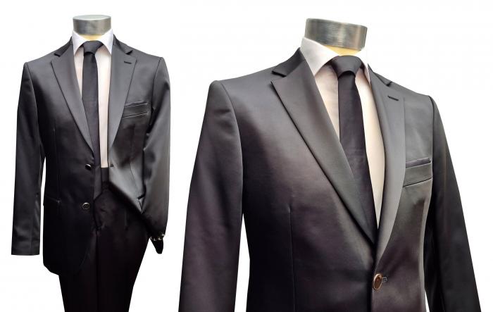 Glanz Sakko Anzugjacke Jackett Schwarz