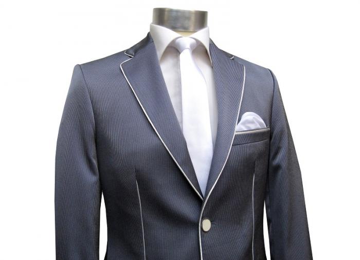 Festliche Herren Anzug 2-teilig Tailliert Blau
