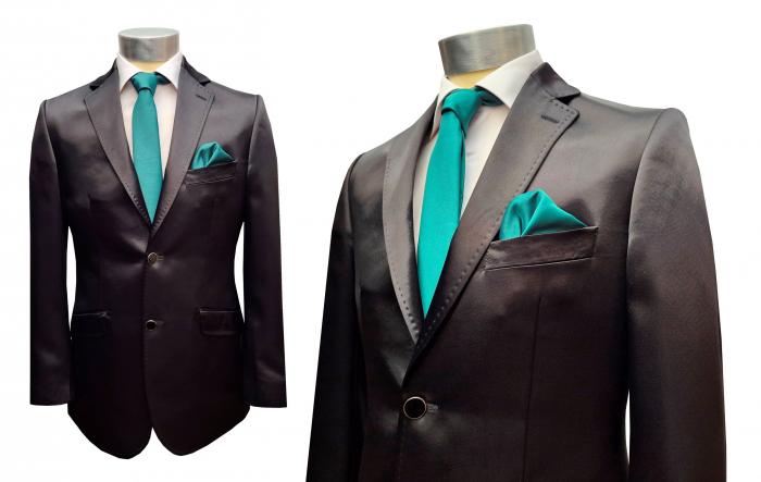 Glanz Hochzeitsanzug Herren Schwarz