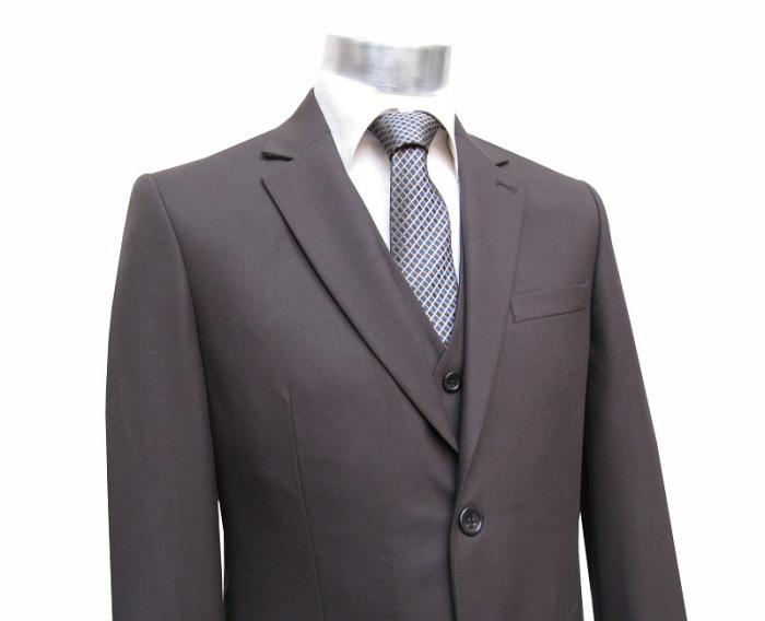 Herren Anzug mit Weste Braun leicht Tailliert