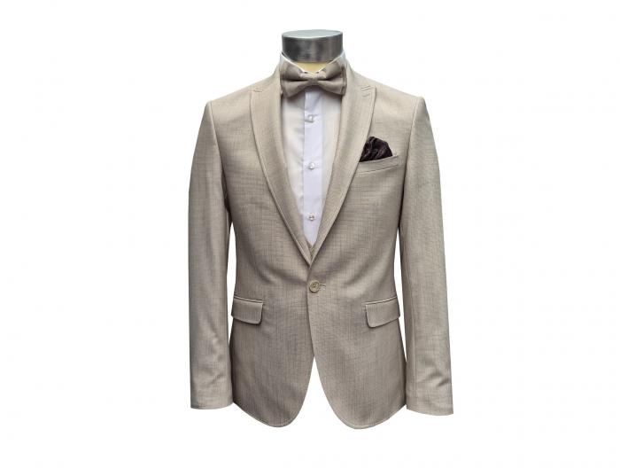 Herren Anzug Strukturiert Slim mit Weste und Fliege