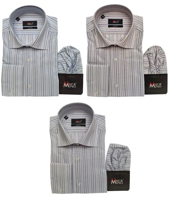 Streifen Herren Hemd Slim-fit Lang Arm