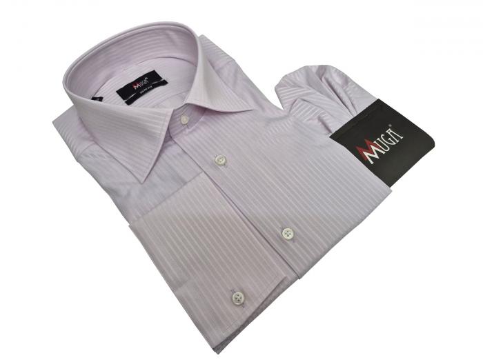 Slim-Fit Herrenhemd Schattenstreifen Lang Arm