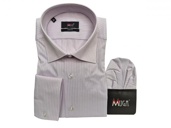 Slim-Fit Herrenhemd Schattenstreifen Lang Arm