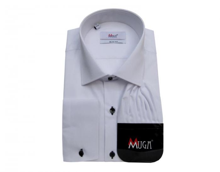 Slim Fit Herren Hemd Langarm mit Schwarze Knöpfe