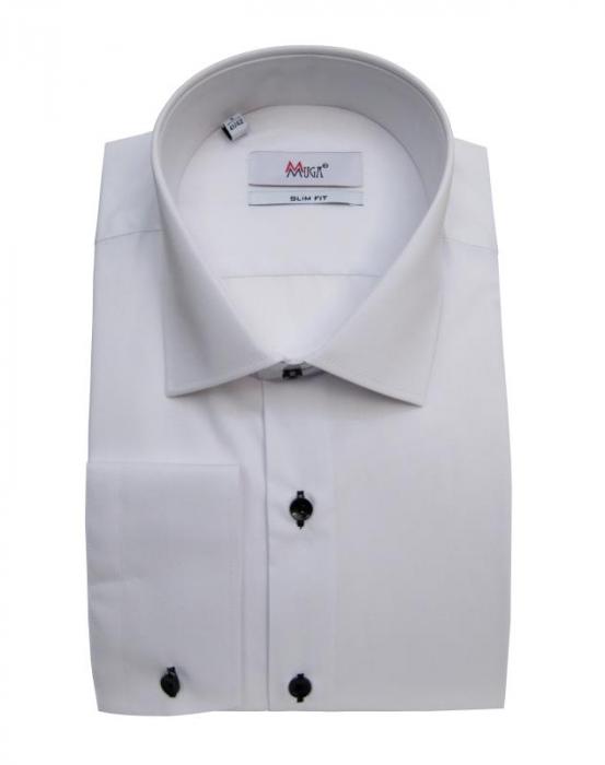 Slim Fit Herren Hemd Langarm mit Schwarze Knöpfe