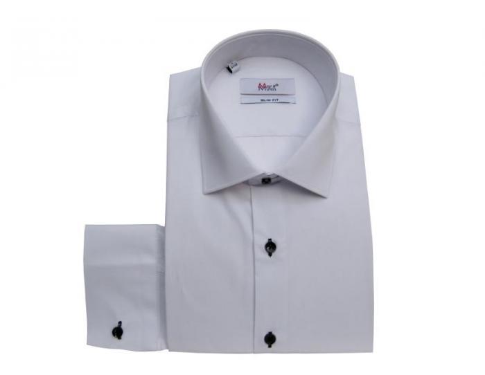 Slim Fit Herren Hemd Langarm mit Schwarze Knöpfe