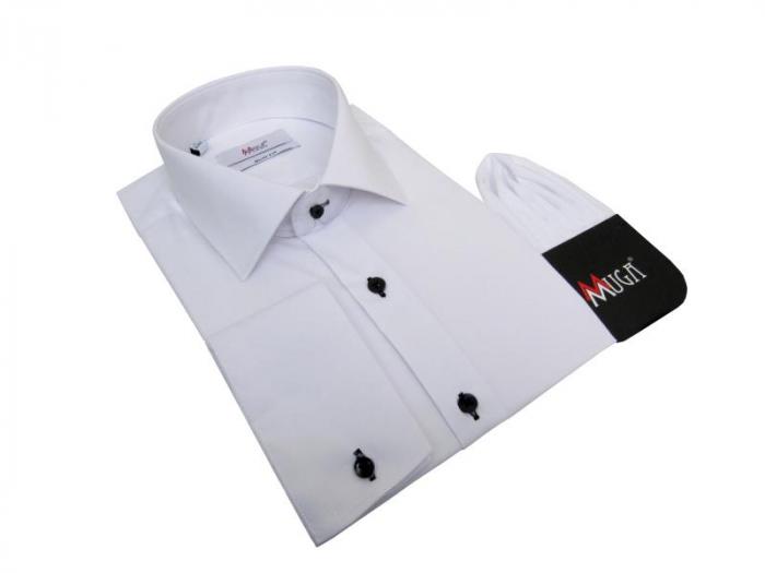 Slim Fit Herren Hemd Langarm mit Schwarze Knöpfe