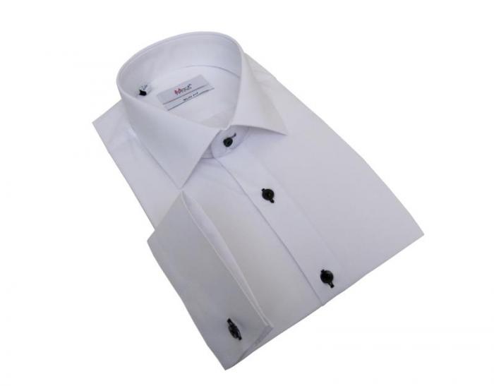 Slim Fit Herren Hemd Langarm mit Schwarze Knöpfe