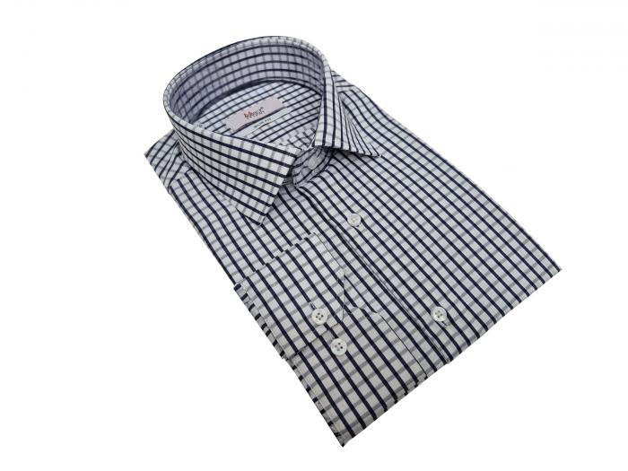 Langarmhemd Herren Hemd Slim Kariert