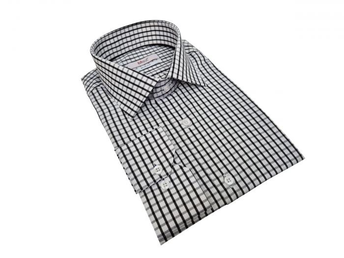 Langarmhemd Herren Hemd Slim Kariert