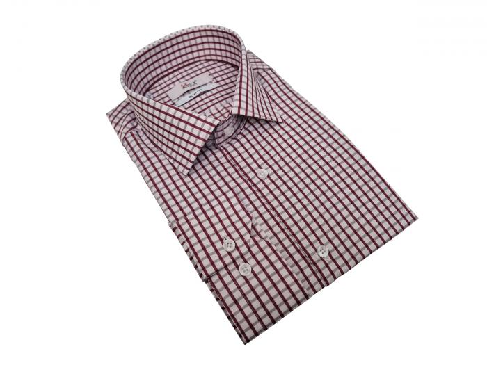 Langarmhemd Herren Hemd Slim Kariert