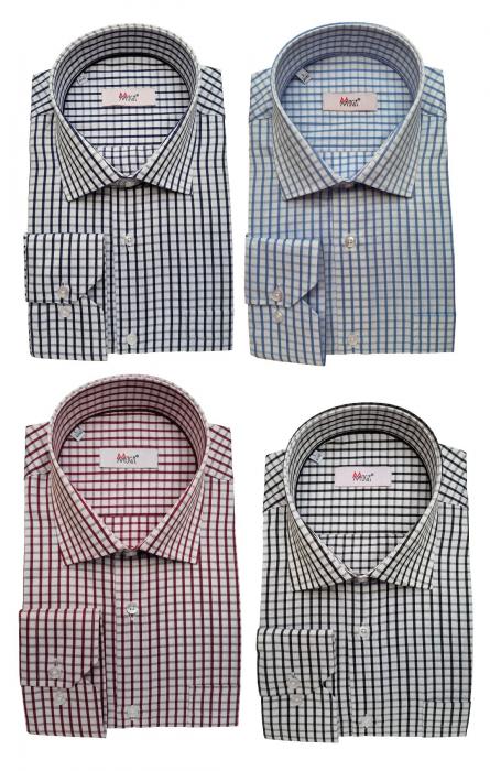 Regular Herren Hemd Kariert Langarm