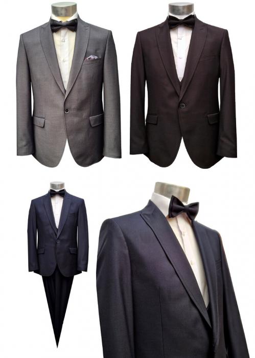 Regular Fit Herren Anzug mit Weste Kurzgrößen