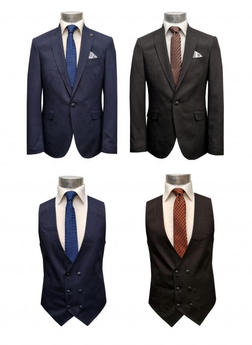Strukturierte Slim Fit Herrenanzug mit Weste