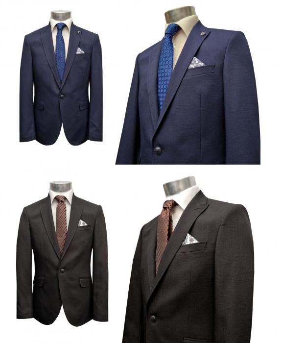 Strukturierte Slim Fit Herrenanzug mit Weste