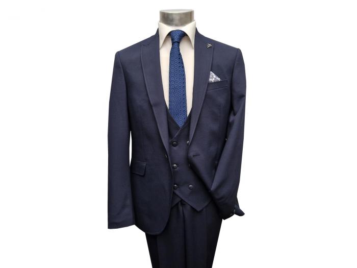 Strukturierte Slim Fit Herrenanzug mit Weste