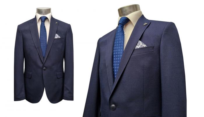 Strukturierte Slim Fit Herrenanzug mit Weste