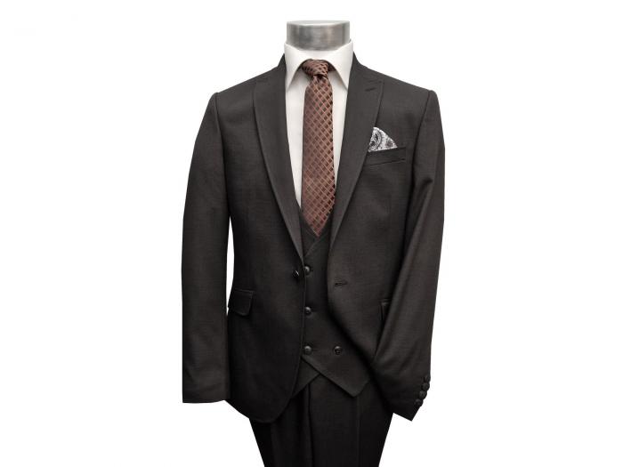 Strukturierte Slim Fit Herrenanzug mit Weste