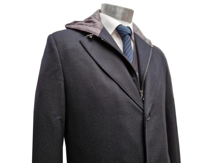 Herren Mantel Doppelkragen Abnehmbare Kapuze