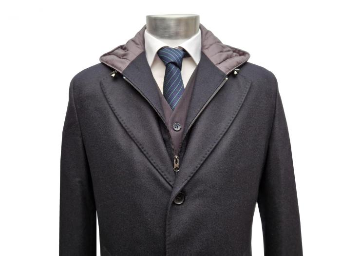 Herren Mantel Doppelkragen Abnehmbare Kapuze